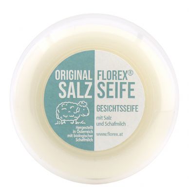 Salt soap round with sheep milk in a box 100g with label 
