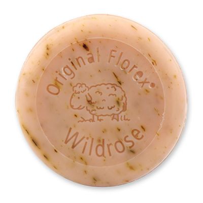 Sheep milk soap round 100g, Wild rose with petals 