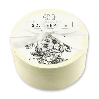 Sheep milk soap 100g in a box "Schneerose", Christmas rose white 