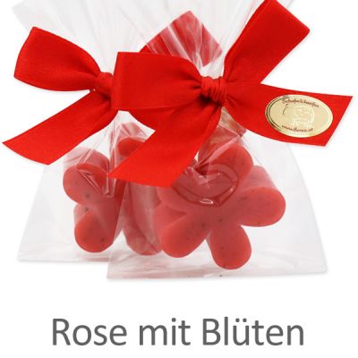 Schafmilchseife Margerite mini 15g in Cello, Rose mit Blüten 