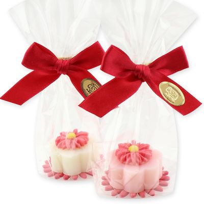 Sheep milk soap flower 20g decorated with flowers in a cellophane bag, Classic/Peony 
