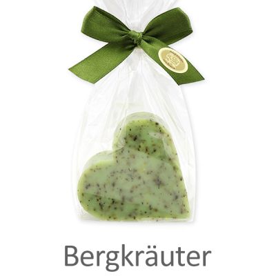 Schafmilchseife Herz groß 85g in Cello, Bergkräuter 