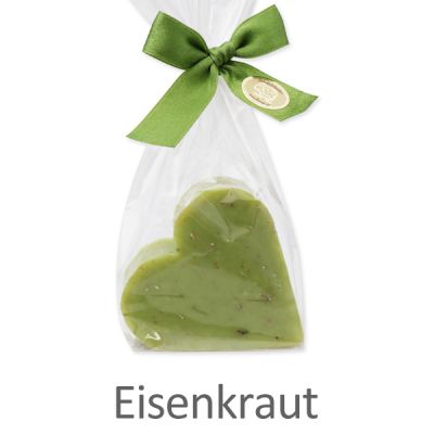 Schafmilchseife Herz groß 85g in Cello, Eisenkraut 