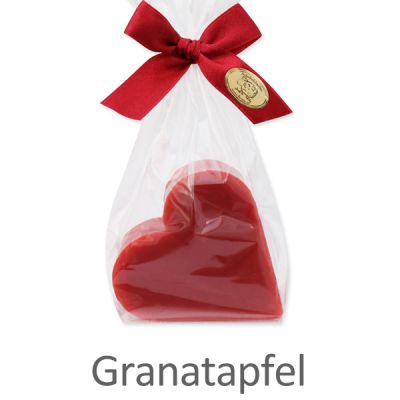 Sheep milk soap heart 85g in a cellophane, Pomegranate 