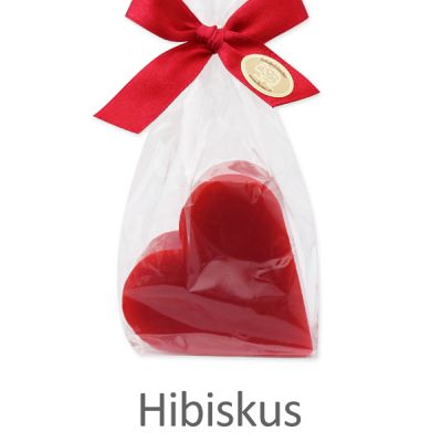 Sheep milk soap heart 85g in a cellophane, Hibiscus 