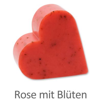 Schafmilchseife Herz groß 85g, Rose mit Blüten 