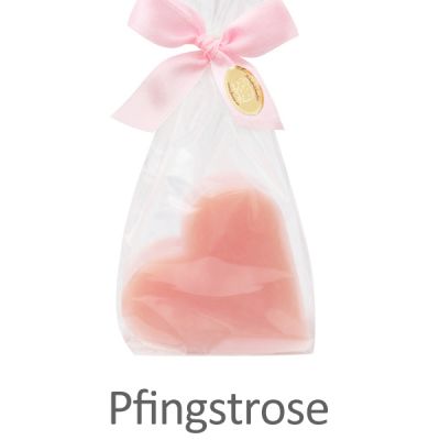 Sheep milk soap heart 85g in a cellophane, Peony 