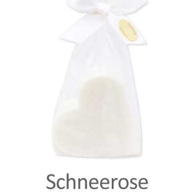 Schafmilchseife Herz groß 85g in Cello, Schneerose 