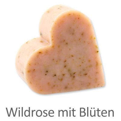 Sheep milk soap heart 85g, Wild rose with petals 