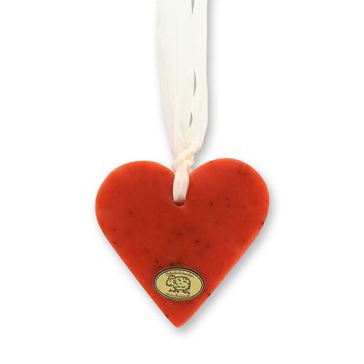 Sheep milk soap heart 85g hanging, Rose with petals 