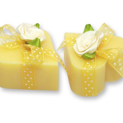 Sheep milk soap heart 65g decorated with a rose, Grapefruit 