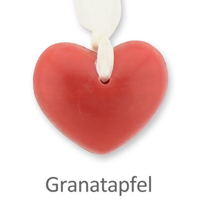 Sheep milk soap heart round 60g hanging with organca, Pomegranate 