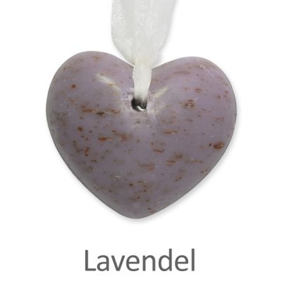 Sheep milk soap heart round 60g hanging with organca, Lavender 