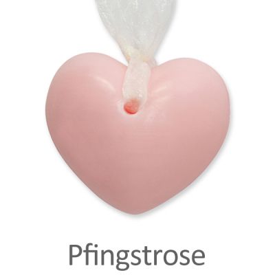 Sheep milk soap heart round 60g hanging with organca, Peony 