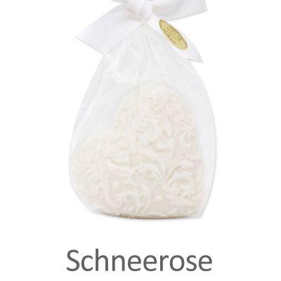 Sheep milk soap heart "Florex" 80g in a cellophane, Christmas rose white 