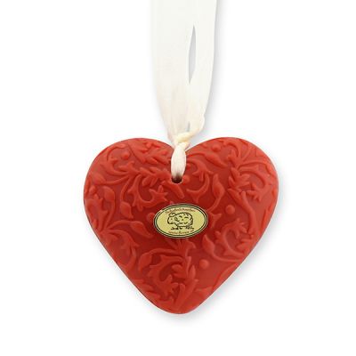 Sheep milk soap heart "Florex" 80g hanging, Pomegranate 