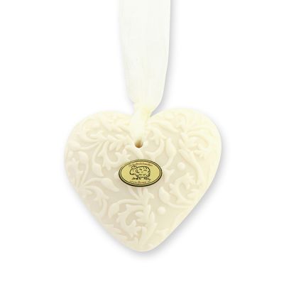 Sheep milk soap heart "Florex" 80g hanging, Christmas rose white 