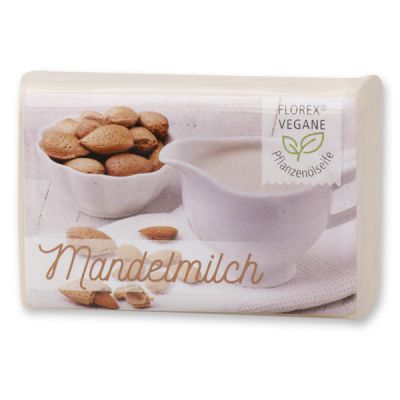 Vegan oil soap 100g modern packed in a cellophane, Almond milk 