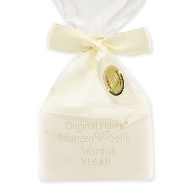 Vegan oil soap 100g in a cellophane bag, Rice milk 