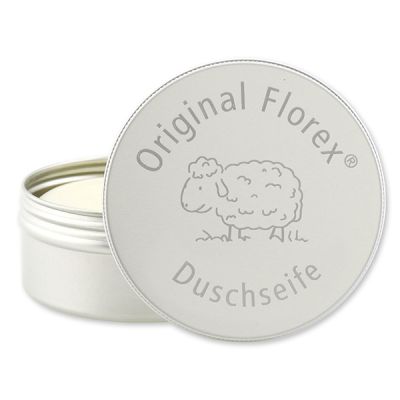 Duschseife mit Schafmilch rund 100g in der Dose mit Lasergravur, Classic 