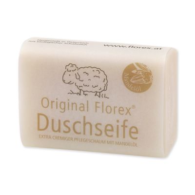 Shower soap with sheep milk square 100g wrapped in paper, Almond oil 