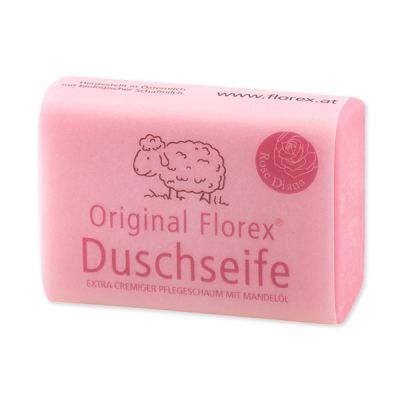 Shower soap with sheep milk square 100g wrapped in paper, Rose Diana 
