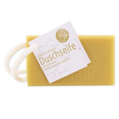 Shower soap with sheep milk square 120g hanging with a cord, Swiss pine 