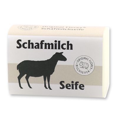 Milchseife eckig 100g mit Schleife, Schafmilch 