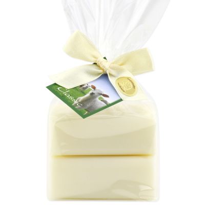 Sheep milk soap square 100g 2 pieces packed with a bow, Classic 