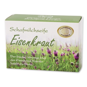 Schafmilchseife eckig 100g Schachtel, Eisenkraut 