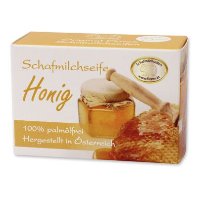 Palmölfreie Schafmilchseife eckig 100g Schachtel, Honig 