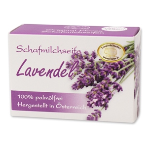 Palmölfreie Schafmilchseife eckig 100g Schachtel, Lavendel 