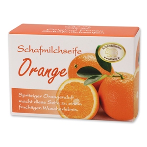 Sheep milk soap square 100g in paper box, Orange 