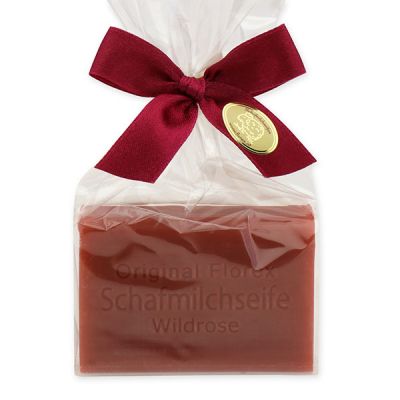 Sheep milk soap square 100g in a cellophane bag, Wild rose 