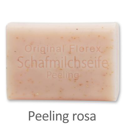 Sheep milk soap square 100g, Peeling with poppy pink 