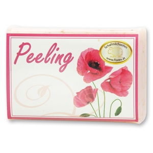 Sheep milk soap square 100g modern, Peeling with poppy pink 