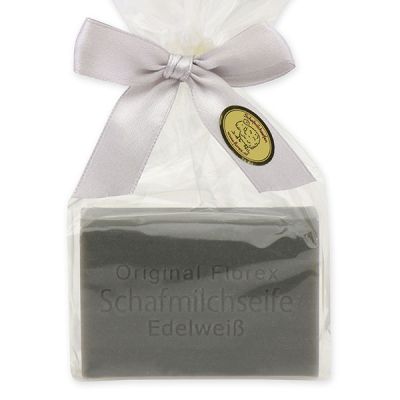 Sheep milk soap square 100g in a cellophane bag, Edelweiss silver 