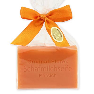 Sheep milk soap square 100g in a cellophane bag, Peach 