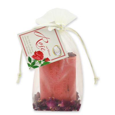 Sheep milk soap 100g with rose petals in organza, Rose with petals 