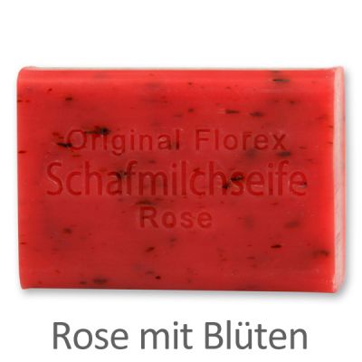 Sheep milk soap square 100g, Rose with petals 