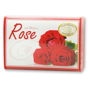 Sheep milk soap square 100g modern, Rose with petals 