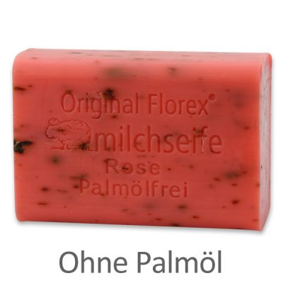 Palmölfreie Schafmilchseife eckig 100g, Rose mit Blüten 