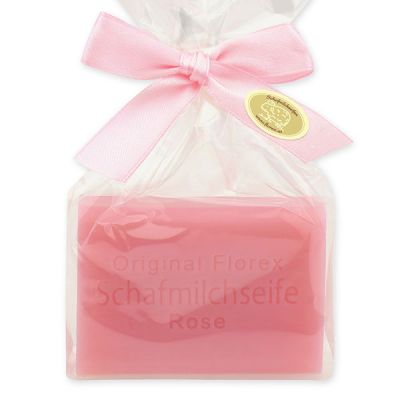 Sheep milk soap square 100g in a cellophane bag, Rose Diana 