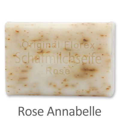 Sheep milk soap square 100g, Rose Annabelle with petals 