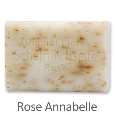 Schafmilchseife eckig 100g, Rose Annabelle mit Kräuter 