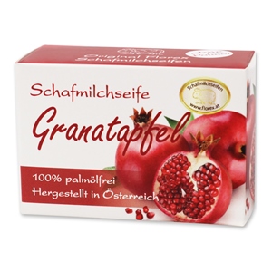 Sheep milk soap 100g without palm oil in paper box, Pomegranate 