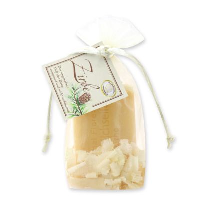 Sheep milk soap 100g with swiss pine shavings in organza, Swiss pine 