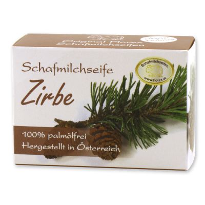 Sheep milk soap 100g without palm oil in paper box, Swiss pine 