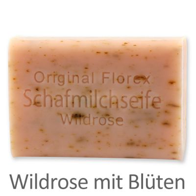 Sheep milk soap square 100g, Wild rose with petals 