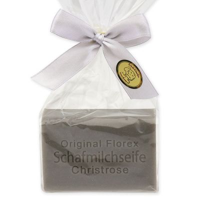Sheep milk soap square 100g in a cellophane bag, Christmas rose 